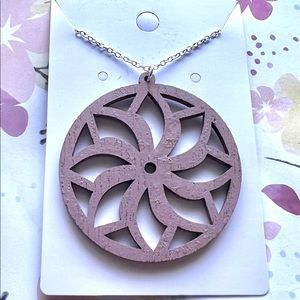 Vintage blush wood pendant necklace